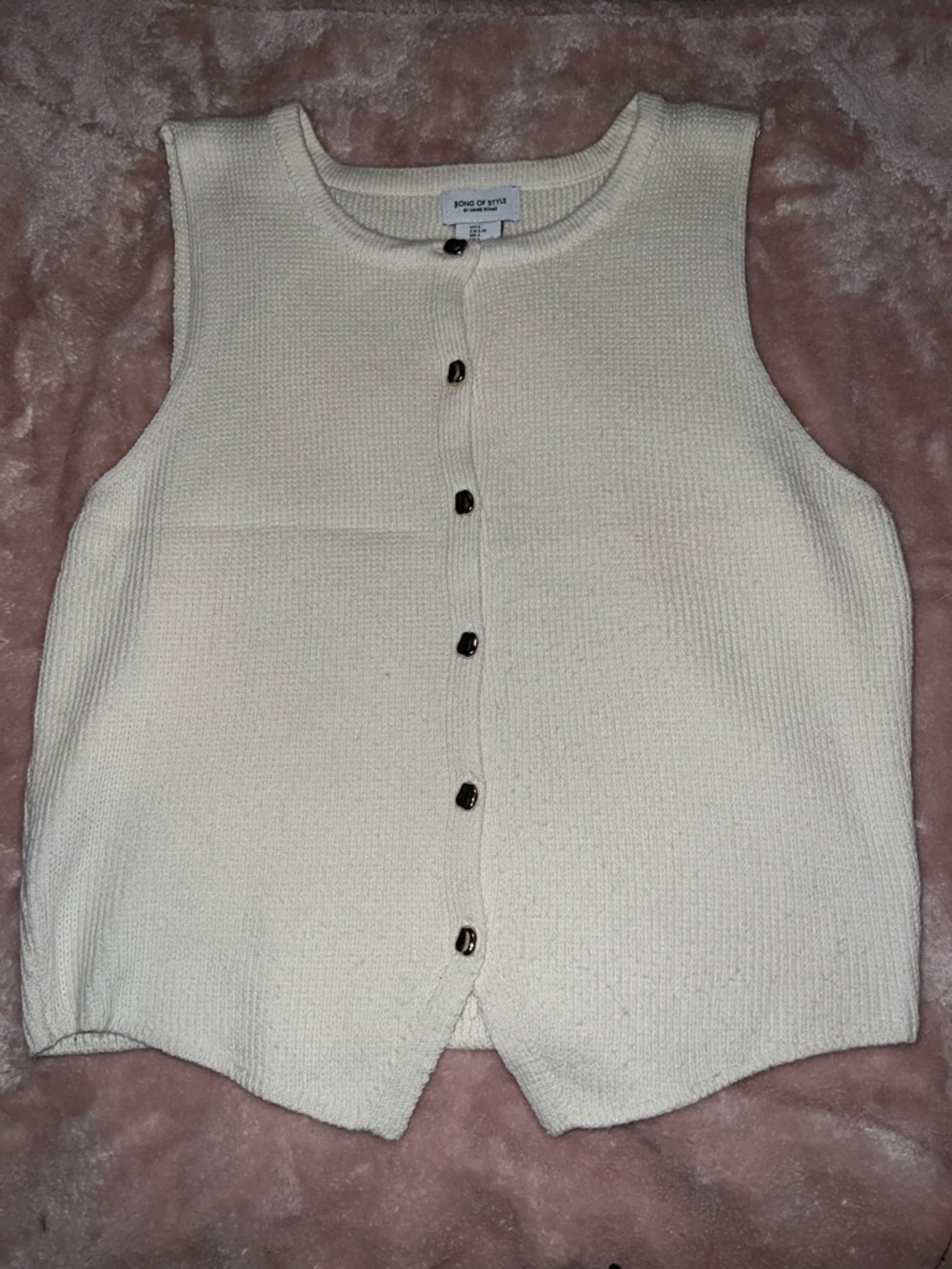 Song of Style Cream Button-Front Sleeveless Knit Vest